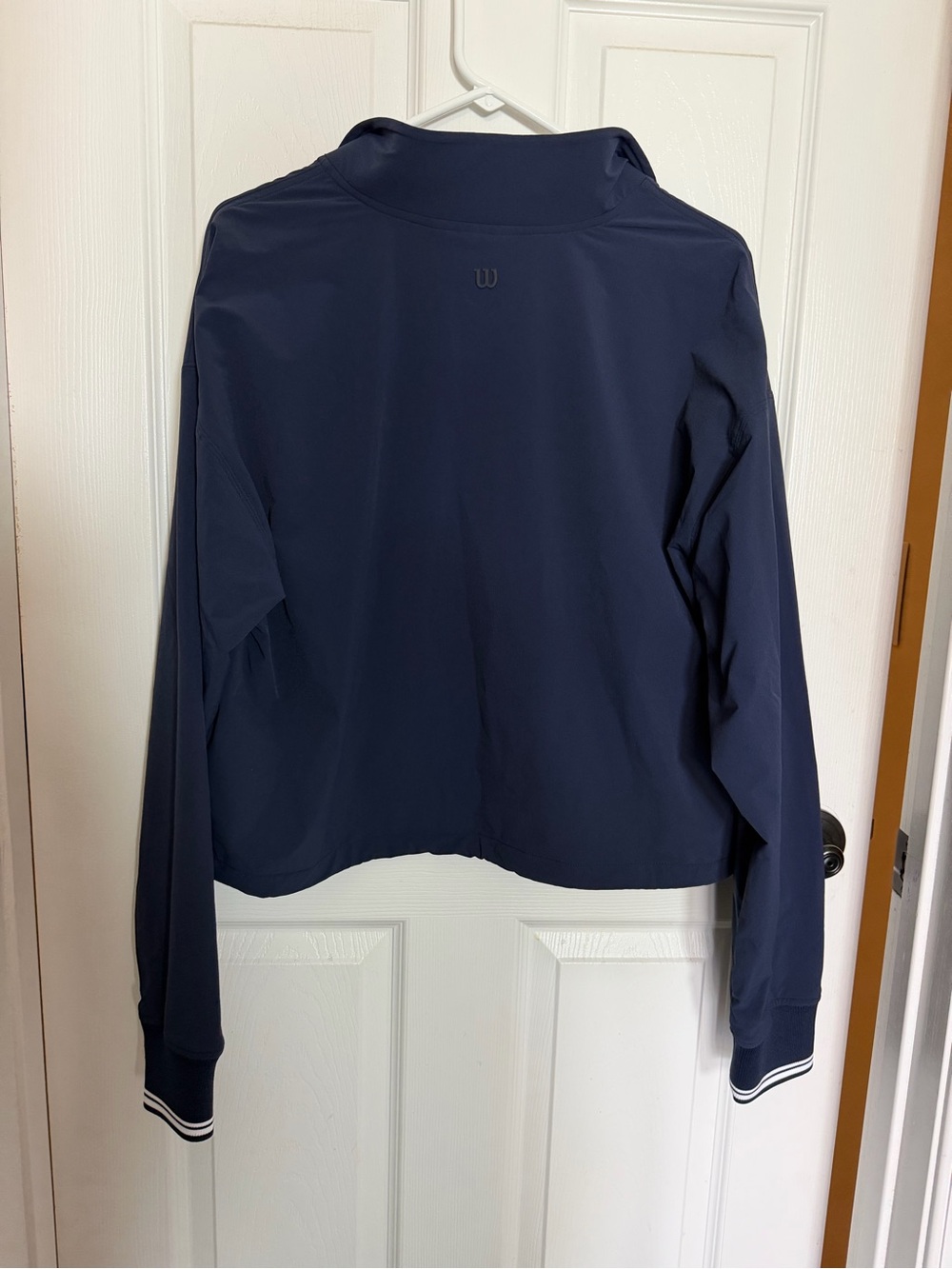 Wilson Davenport Woven Popover Women's Navy Quarter-Zip Pullover Top XL NWT - Picture 5 of 8